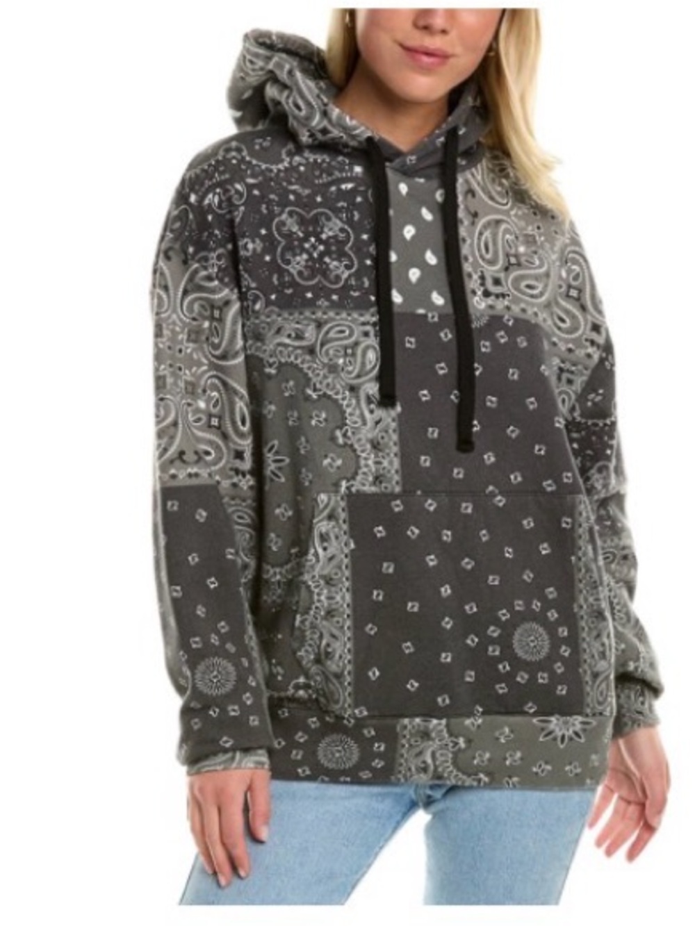 IRO Balanda Paisley-print Cotton-fleece Hoodie In Black Sz S
